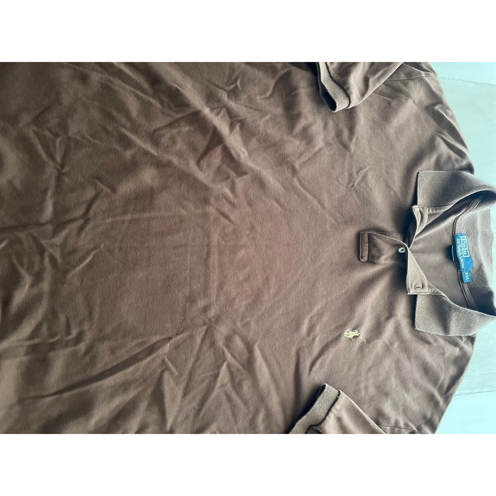 Polo Ralph Lauren Mens XXL Brown Short‎ Sleeve Interlock Cotton Polo Shirt